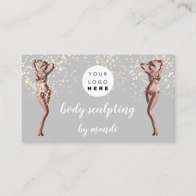 Body Care Mode Logotyp Ro QRCode Bikini Spark Visitkort (Framsida)