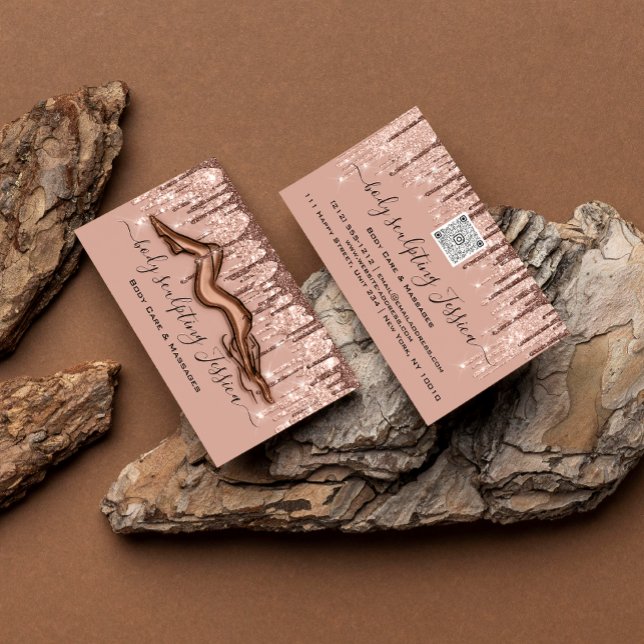 Body Care Sculpting QRCode Logotyp Ro Powder Visitkort (Skapare uppladdad)