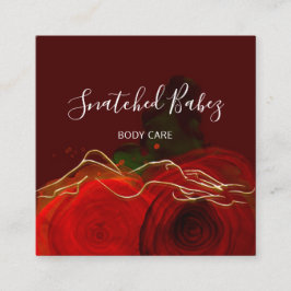 Body Care Sculpting QRCODE Ro Red Burgund Blommigt Fyrkantigt Visitkort