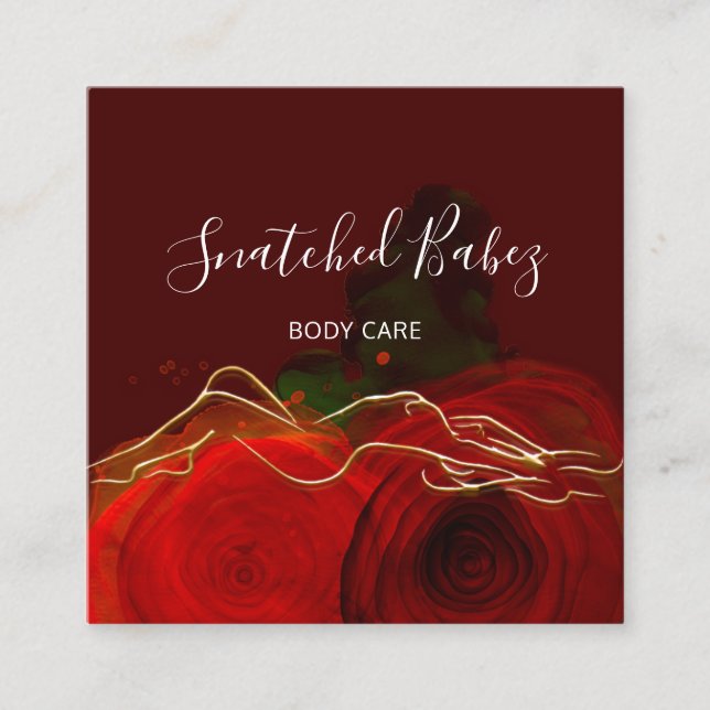 Body Care Sculpting QRCODE Ro Red Burgund Blommigt Fyrkantigt Visitkort (Framsida)