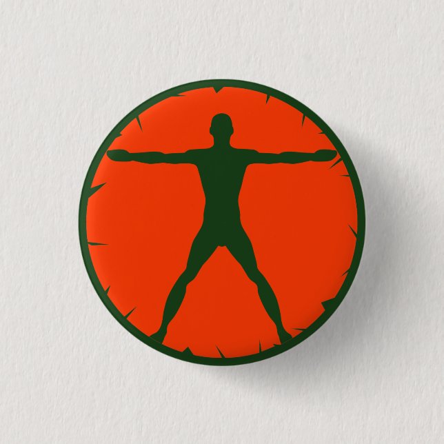 Body Galenhet Fitness Grönt Vitruvian Man Round Pi Knapp (Framsida)