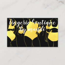 Body Logotyp QRCode Bikini Underwear Shop Guld Bla Visitkort