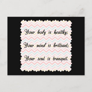 Body Mind Soul-bekräftelse Vykort