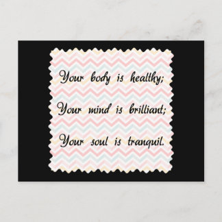 Body Mind Soul-bekräftelse Vykort