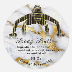Body Oil Balm Cosmetic Fitness Care Guld Marble Runt Klistermärke