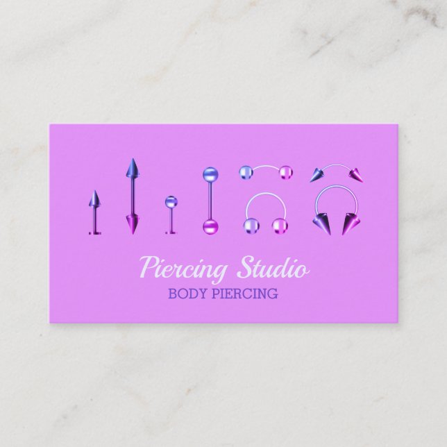 Body Piercing Studio elegant Visitkort (Framsida)