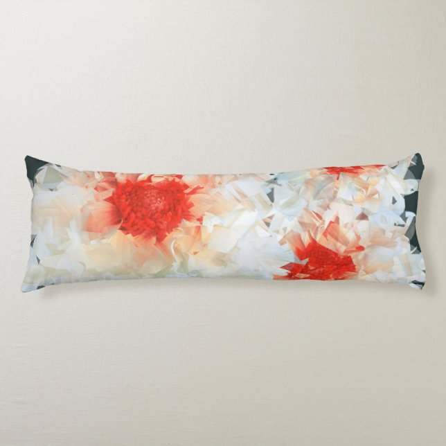 Body Pillow Flowers White Black Cubist Kroppskudde (Framsidan)
