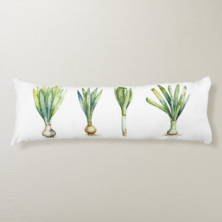 Body Pillow with Spring Onion Illustration Kroppskudde