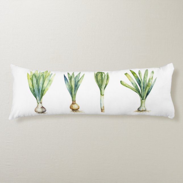 Body Pillow with Spring Onion Illustration Kroppskudde (Framsidan)