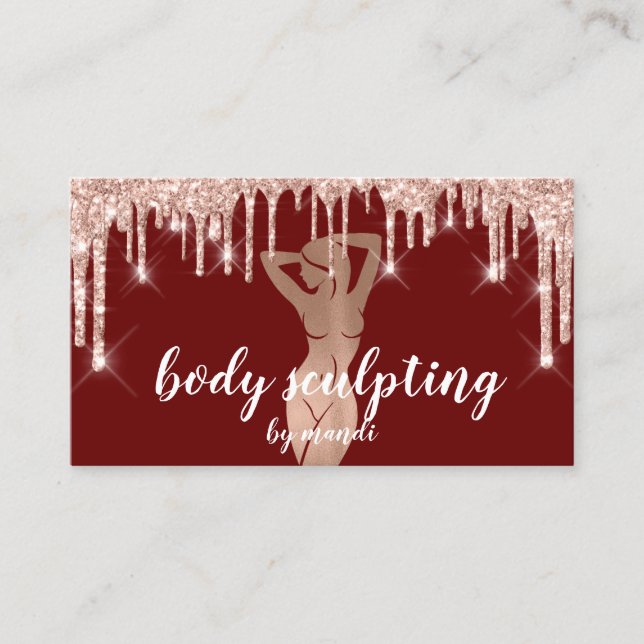 Body Sclupage Massage Logotyp Glitter Drifts QR-ko Visitkort (Framsida)