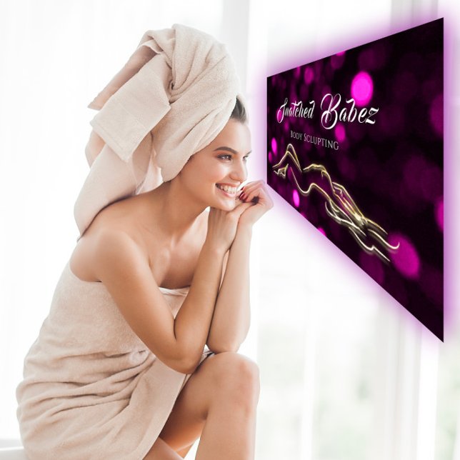 Body Sclupting Beauty Guld Logotyp Massage Studio Visitkort (Body Sclupting Beauty Gold Logo Massage Studio Business Card)