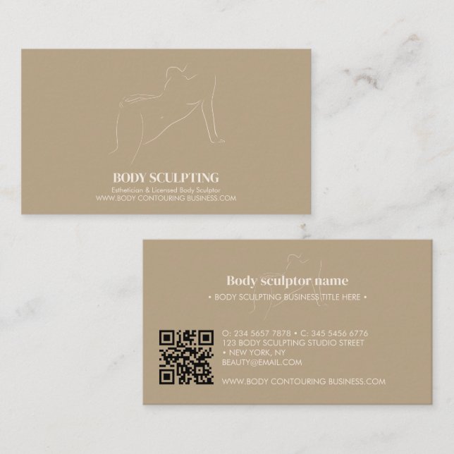 Body sculpting contouring spa aesthetic qr visitkort (Fram/baksida)