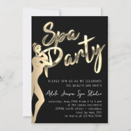 Body SPA Party snabbhämtning av Guld Black White Inbjudningar