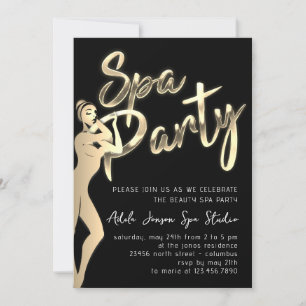 Body SPA Party snabbhämtning av Guld Black White Inbjudningar