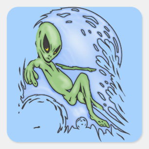 Body Surfing Alien Fyrkantigt Klistermärke