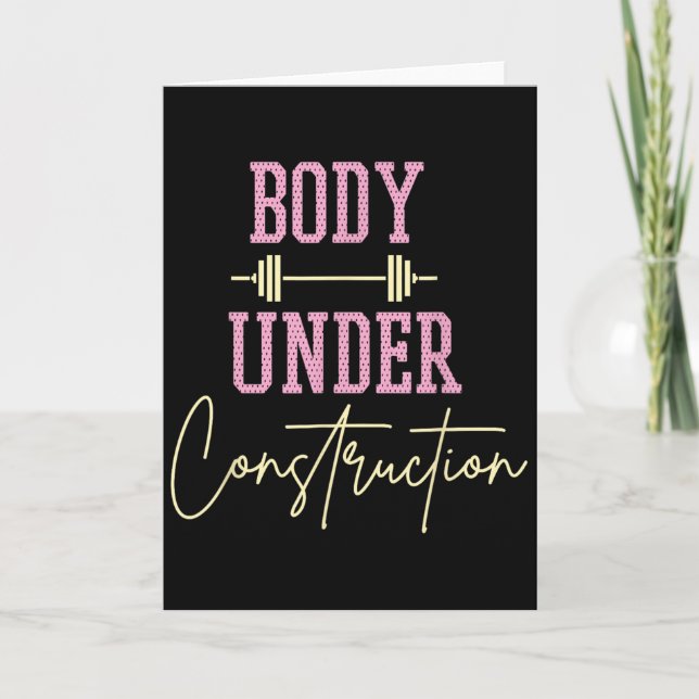 Body Under Construction Funny Motivational Workout Kort (Framsida)