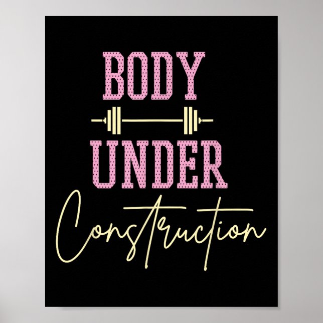 Body Under Construction Funny Motivational Workout Poster (Framsidan)