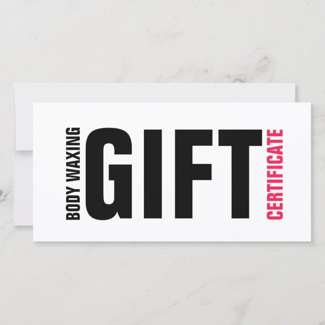 Body Waxing Gift Certificate fold Rosa Lettering Tack Kort (Framsida)
