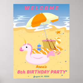 Bodyboard-flicka rolig strand födelsedagsfest poster