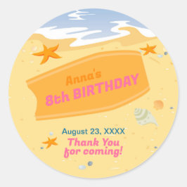 Bodyboard Girl roligt Strand födelsedagsfest Runt Klistermärke