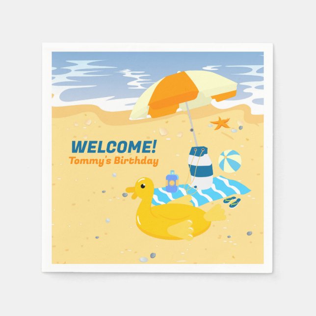 Bodyboard roligt Strand födelsedagsfest Pappersservett (Framsidan)