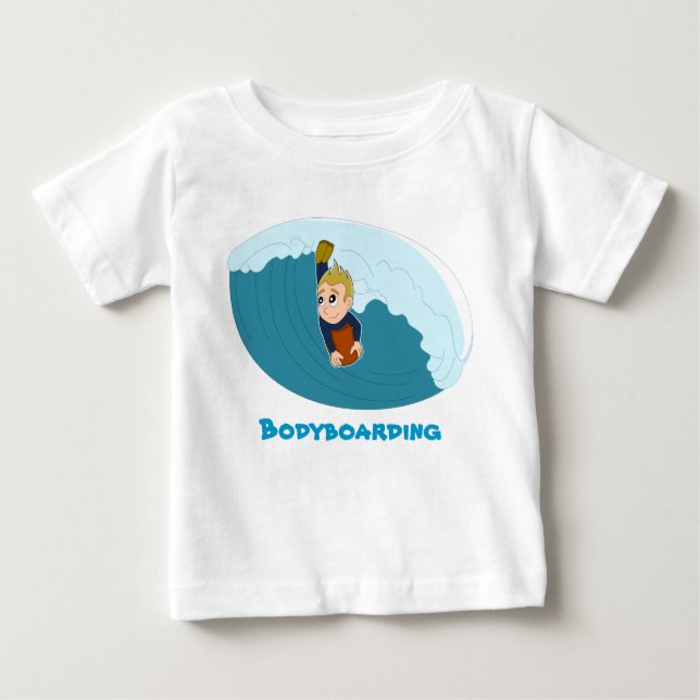 Bodyboarding boyens tecknad T-shirt (Framsida)