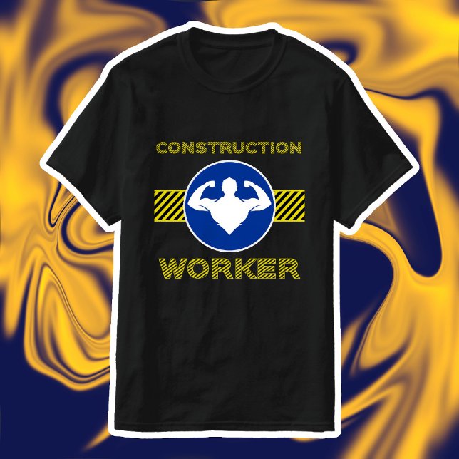 BodyBuilder Blue Sign för byggarbetare T Shirt (Bodybuilder Gym Humor - Construction Worker)