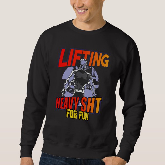 Bodybuilder deadlift and squat workout hoodie lång ärmad tröja (Framsida)