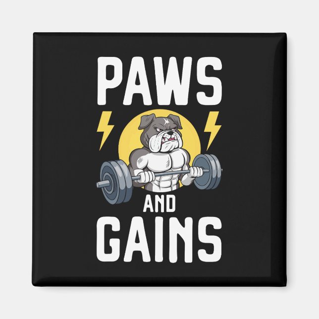 BodyBuilder Hund älskare Gym Bära Fitness Workout  Magnet (Framsidan)
