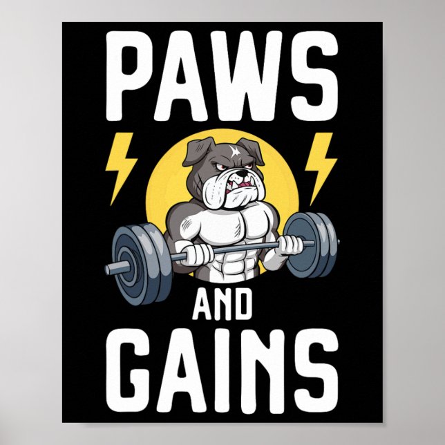 BodyBuilder Hund älskare Gym Bära Fitness Workout  Poster (Framsidan)