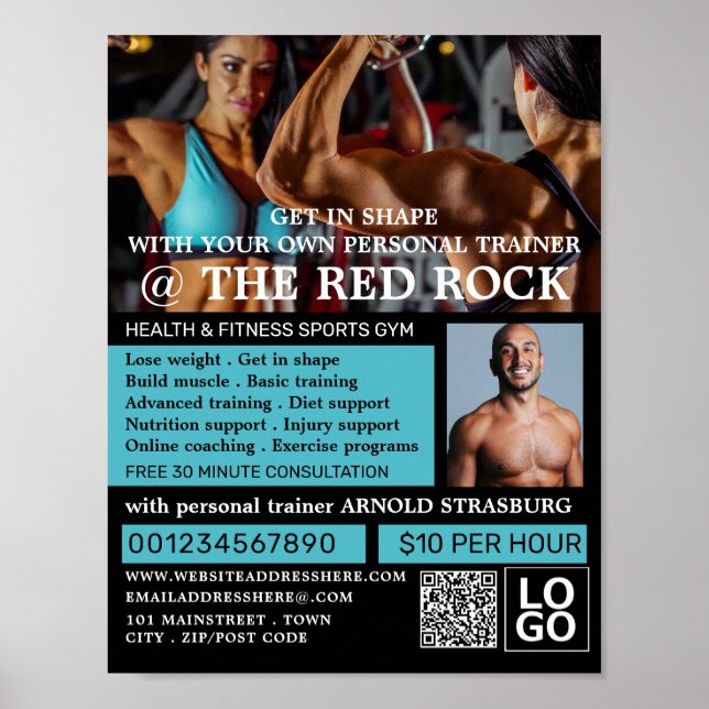 BodyBuilder, Personlig tränare, Gym annons Poster (Framsidan)