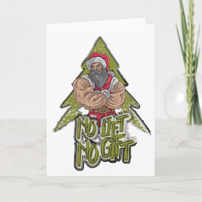 Bodybuilder Santa Funny Fitness Christmas Card Kort (Framsida)