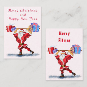 BodyBuilder Santa med Gift Funny julkort Anteckningskort