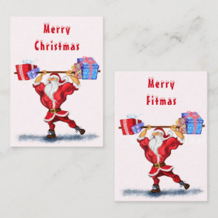 BodyBuilder Santa med Gift Funny julkort Anteckningskort