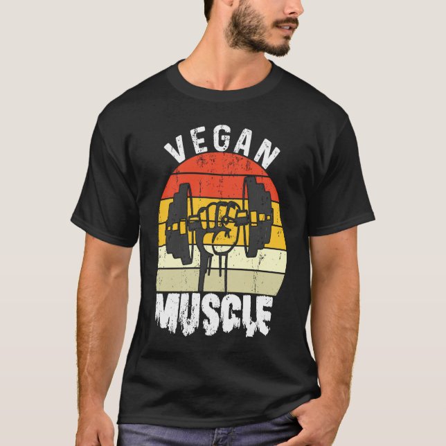 Bodybuilder Workout Vegan Muscle Retro  Vegan Musc T Shirt (Framsida)