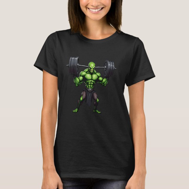 Bodybuilding Alien Tee Funny Gym Design Ufo Weight (Framsida)