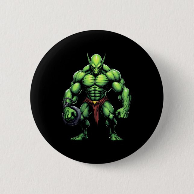 Bodybuilding Alien Tee Funny Gym Design Ufo Weight Knapp (Framsida)