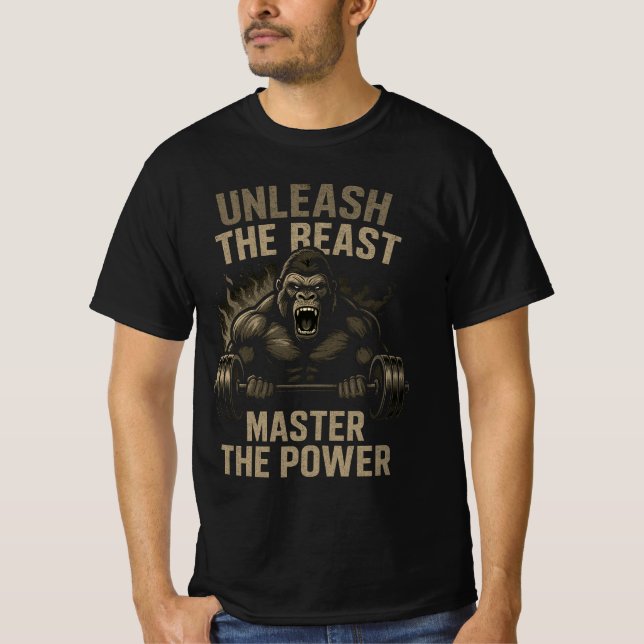 Bodybuilding Beast Power – Unleash Strength Muscle T Shirt (Framsida)