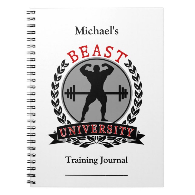 Bodybuilding Beast Universiteten Training Journal Anteckningsbok Med Spiral (Framsidan)