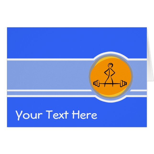 Bodybuilding; blått & orange hälsningskort (Framsidan Horizontal)