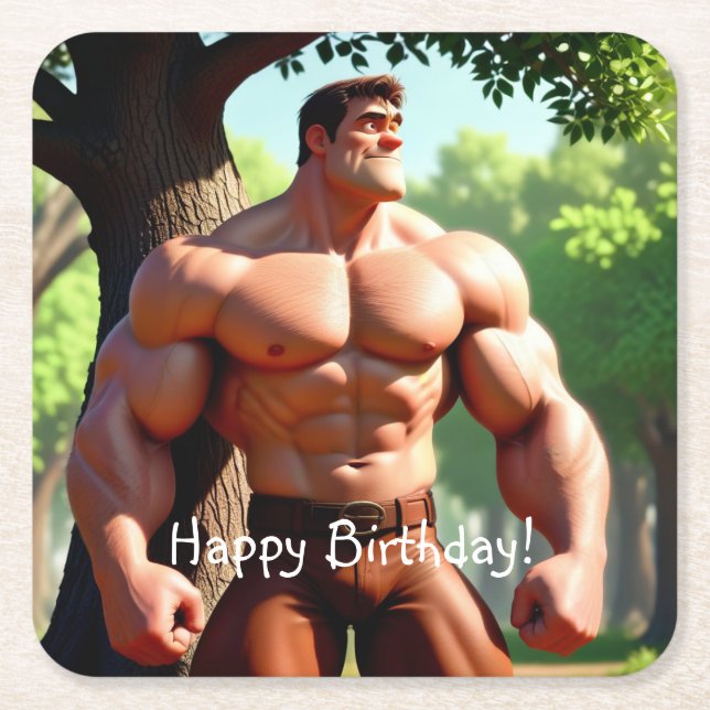 Bodybuilding der Birthday Underlägg Papper Kvadrat (Framsidan)