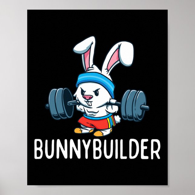 Bodybuilding der Bunny Påsk Bunnybyggder Fitness G Poster (Framsidan)
