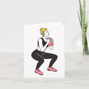 Bodybuilding der Leg Day Girl Kettlebells Fitness Kort