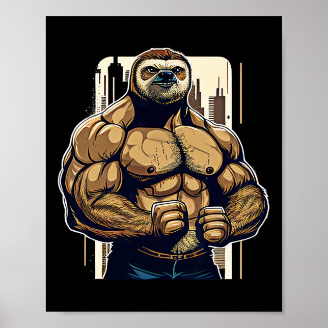 Bodybuilding der Sloth Funny Bodybuilding Sloth Fi Poster (Framsidan)