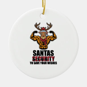 Bodybuilding der Weiglifter Gym Muscle Santa Secur Julgransprydnad Keramik