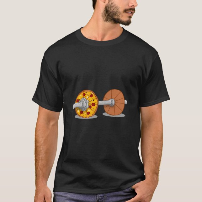 Bodybuilding Dumbbell for Pizza T Shirt (Framsida)