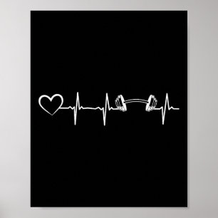 Bodybuilding Dumbbell Heartslag Heart Gym Bodybuil Poster