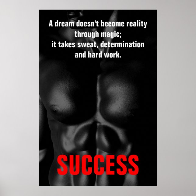 Bodybuilding Fitness inspirational Black & White Poster (Framsidan)