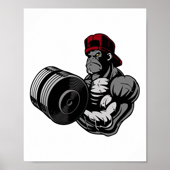 Bodybuilding Gorilla Gym Strength Training Workout Poster (Framsidan)
