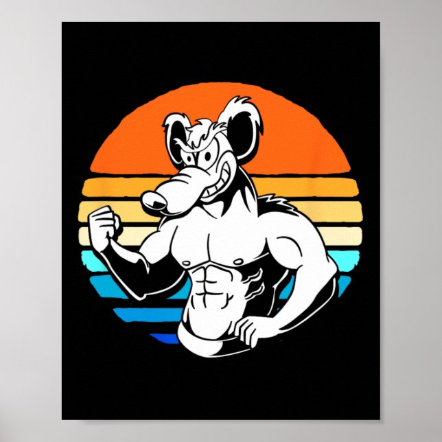 Bodybuilding Gym Älskare Retro Gym Råtta Poster (Framsidan)